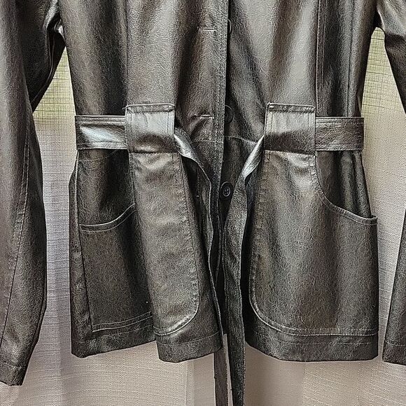 Axara New York faux leather jacket/coat w/sash belt, size L - Picture 4 of 8